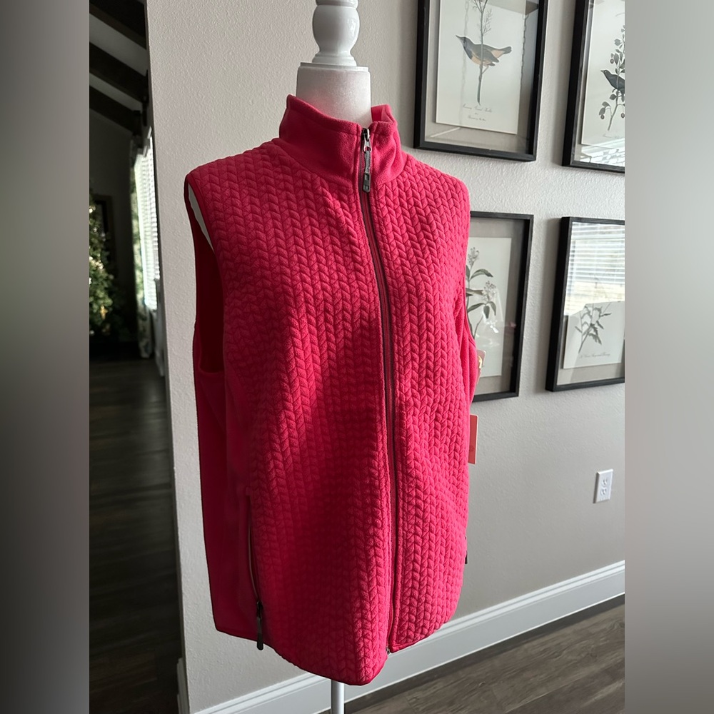 NEW Tangerine Pink Soft Fleece Zip Up Vest Jacket Women's Plus Size XXL
